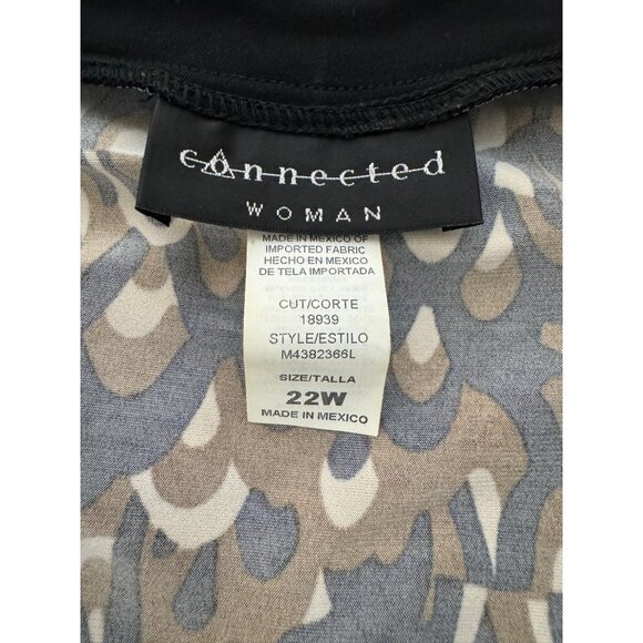 Connected Black Brown Geometric Print Midi Dress w/Tie Size 22W 3X Plus Sz Fall - Picture 4 of 6